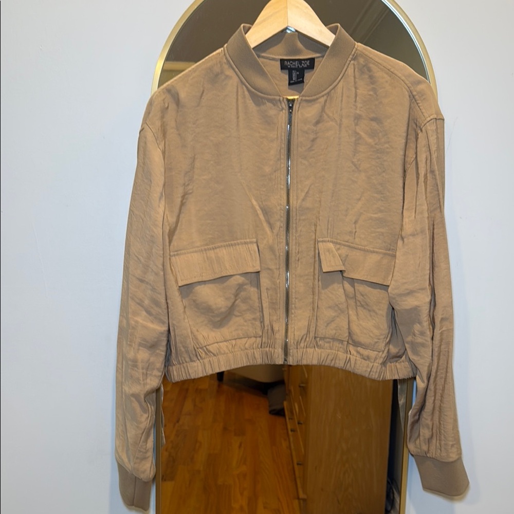 Rachel Zoe Light Brown. Lightweight Bomber Jacket